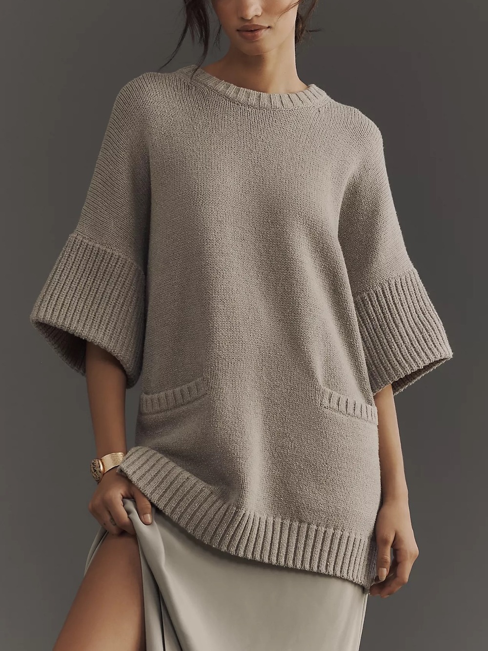 NWT Oversized Short-Sleeve Sweater Tunic